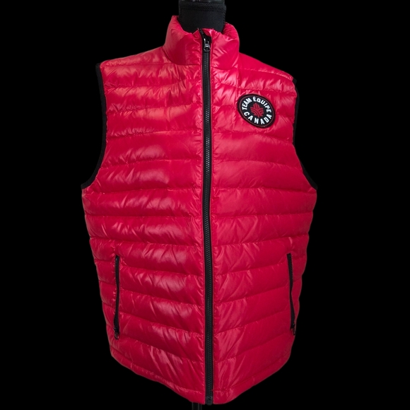 Hudson's Bay Red Olympic Down Canada Men's Puffer Vest Size L - Picture 1 of 9